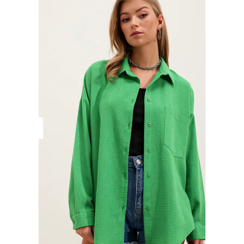 Oversize-Hemd mit einer Tasche – grün