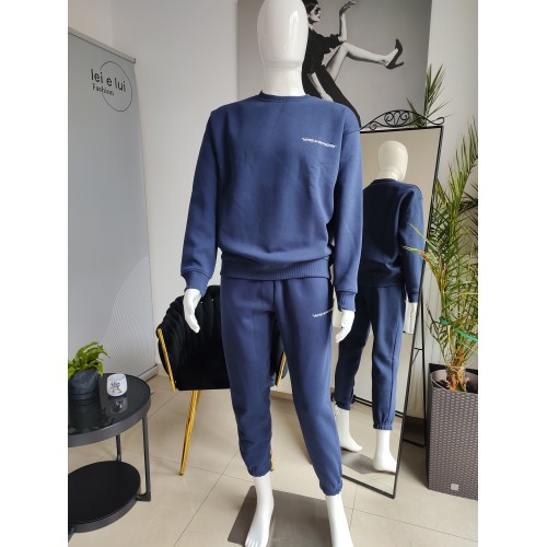 Basic Trainingsanzug mit gesticktem Schriftzug - marineblau