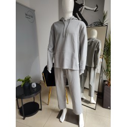 Oversize-Trainingsanzug mit Aufnäher - grau