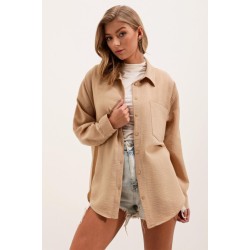 Oversize-Hemd mit einer Tasche – beige