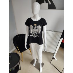 T-Shirt mit Adler und Pailletten - schwarz