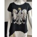 T-Shirt mit Adler und Pailletten - schwarz