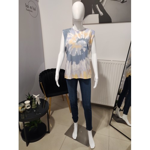 Mehrfarbiges T-Shirt - Blautöne
