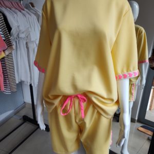 Masełkowy letni komplet dresowy serca - bananowy One size