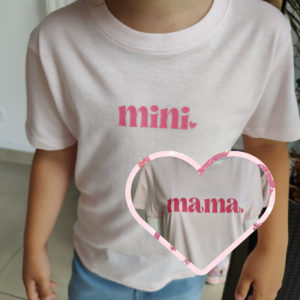 Zestaw koszulek dla mamy i córki Mama & Mini - jasnoróżowy One size + 96/104