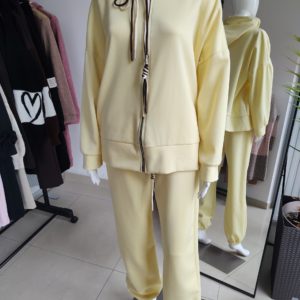 Masełkowy dres oversize z kapturem - bananowy One size