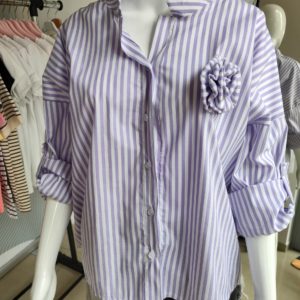 Koszula oversize z kwiatkiem - lila One size