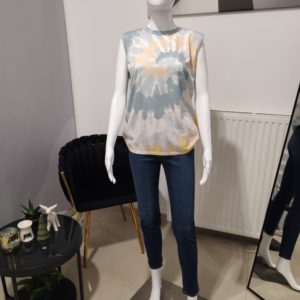 Wielokolorowa koszulka - odcienie turkusu One size